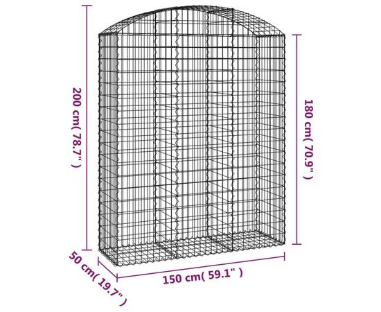 Coș gabion arcuit, 150x50x180/200 cm, fier galvanizat, 5 image