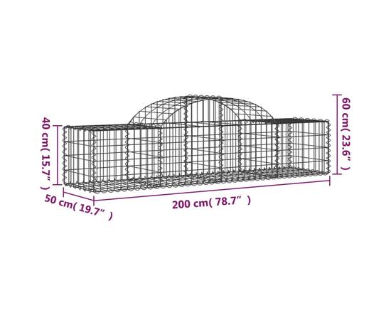 Coș gabion arcuit, 200x50x40/60 cm, fier galvanizat, 5 image