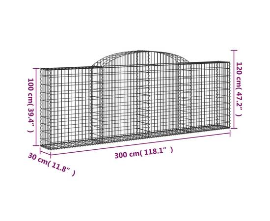 Coș gabion arcuit, 300x30x100/120 cm, fier galvanizat, 5 image