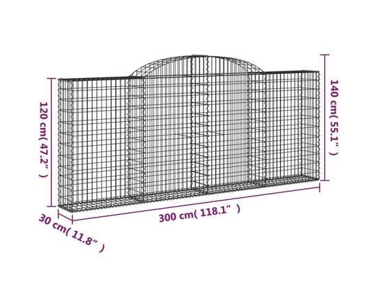 Coș gabion arcuit, 300x30x120/140 cm fier galvanizat, 5 image