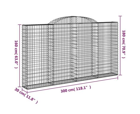 Coș gabion arcuit, 300x30x160/180 cm, fier galvanizat, 5 image