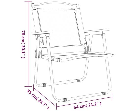 Scaune de camping, 2 buc., negru, 54x55x78 cm, țesătură oxford, 8 image