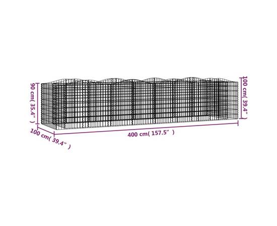 Strat înălțat cu gabion arcuit, 400x100x100 cm, fier galvanizat, 5 image