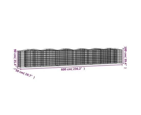 Strat înălțat cu gabion arcuit, 600x50x100 cm, fier galvanizat, 5 image