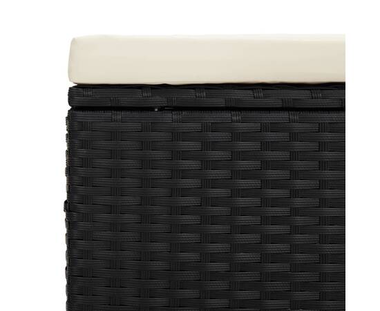 Taburet cu pernă, negru, 40x30x40 cm, poliratan, 7 image