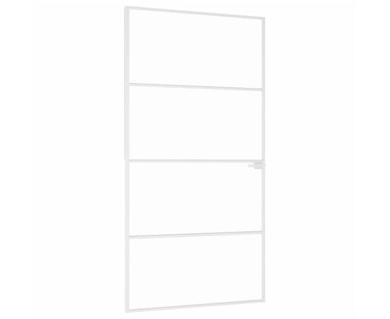Ușă de interior alb 102x201,5 cm sticlă securiz./aluminiu slim, 2 image