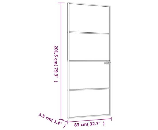 Ușă de interior alb 83x201,5 cm sticlă securiz. / aluminiu slim, 8 image