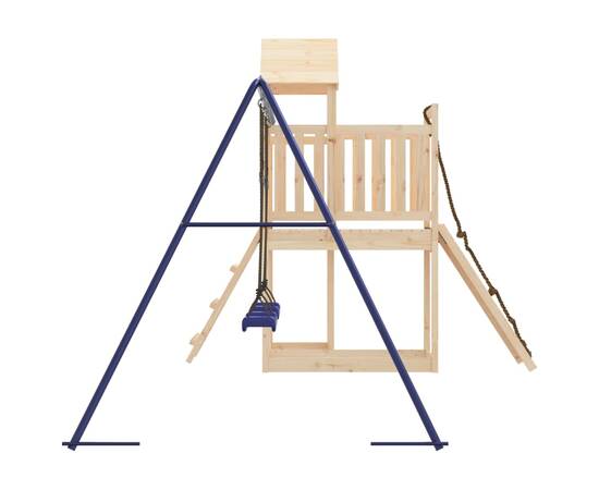 Căsuță de joacă cu perete de cățărat și leagăne, lemn masiv pin, 6 image