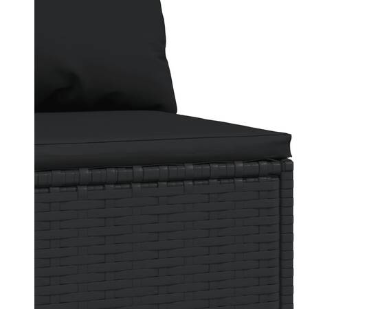 Canapele de mijloc de grădină cu perne 2 buc. negru poliratan, 6 image