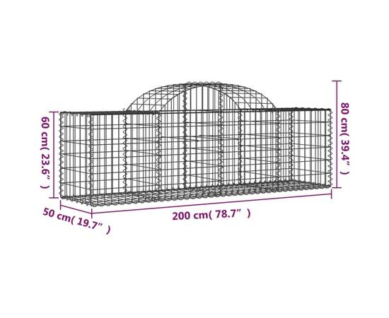 Coș gabion arcuit 200x50x60/80 cm fier galvanizat, 5 image