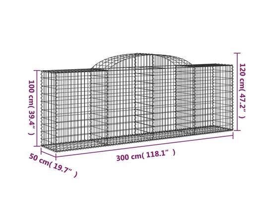 Coș gabion arcuit, 300x50x100/120 cm, fier galvanizat, 5 image