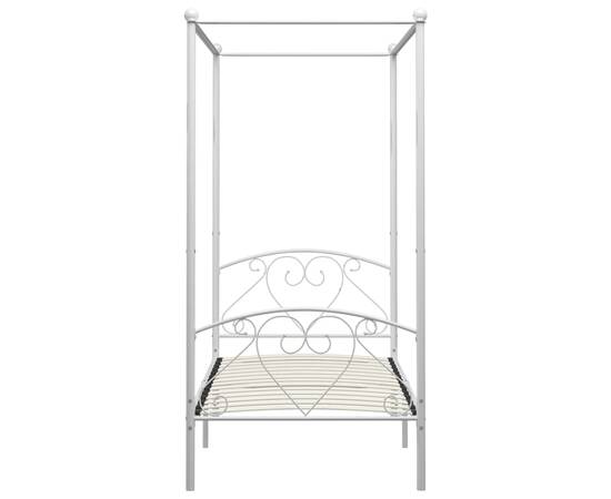 Cadru de pat cu baldachin, alb, 90 x 200 cm, metal, 3 image