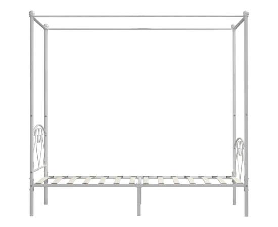 Cadru de pat cu baldachin, alb, 90 x 200 cm, metal, 4 image