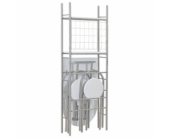 Set mobilier bucătărie cu depozitare, 3 piese, alb, mdf și oțel, 2 image