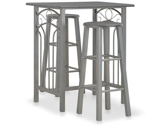 Set mobilier de bar, 3 piese, antracit, lemn și oțel