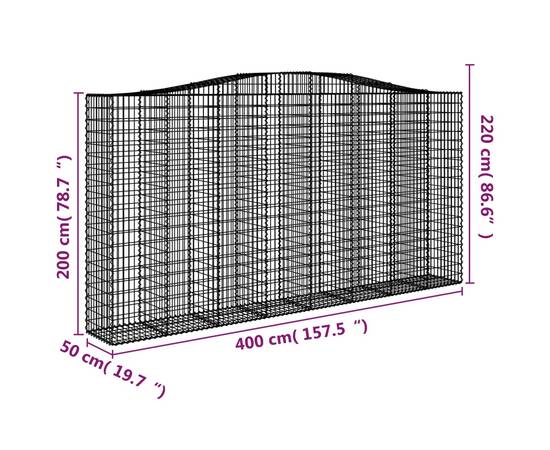 Coșuri gabion arcuite, 4 buc 400x50x200/220 cm, fier galvanizat, 6 image