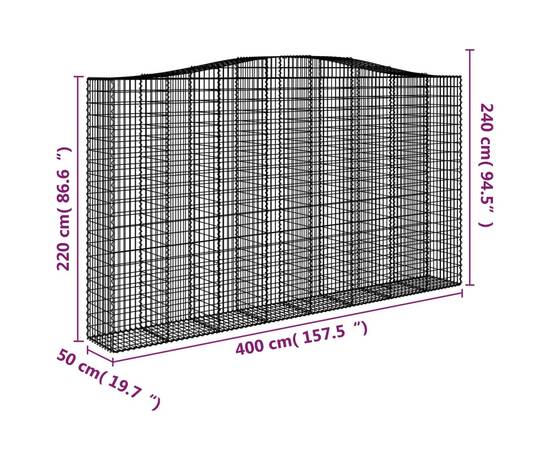 Coșuri gabion arcuite, 6 buc, 400x50x220/240cm, fier galvanizat, 6 image