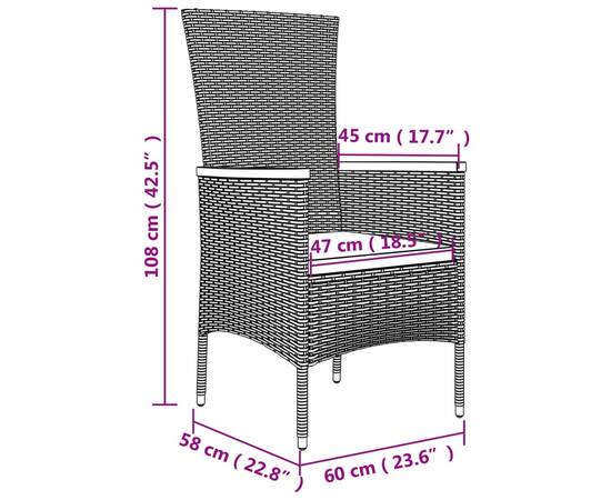 Set șezlonguri de grădină, 3 piese, poliratan și lemn acacia, 6 image