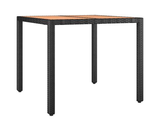 Set masă pentru grădină, 5 piese, negru, poliratan/lemn acacia, 6 image