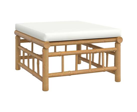 Set mobilier de grădină, cu perne alb crem, 10 piese, bambus, 6 image