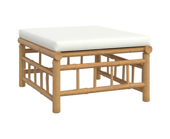 Set mobilier de grădină, cu perne alb crem, 9 piese, bambus, 6 image
