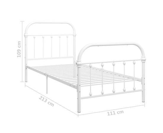 Cadru de pat, alb, 100 x 200 cm, metal, 6 image