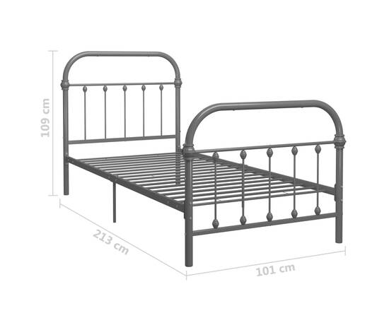 Cadru de pat, gri, 90 x 200 cm, metal, 6 image