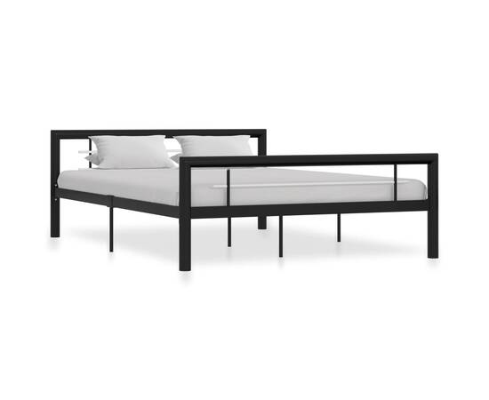 Cadru de pat, negru și alb, 140 x 200 cm, metal