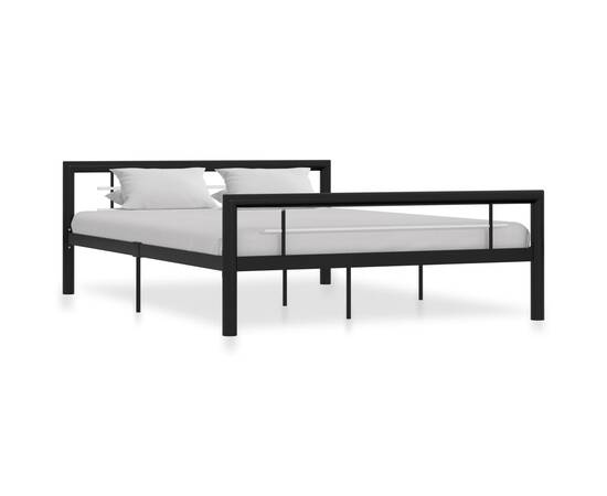 Cadru de pat, negru și alb, 160 x 200 cm, metal