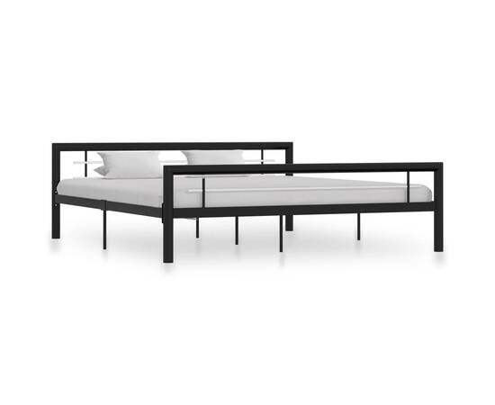 Cadru de pat, negru și alb, 180 x 200 cm, metal