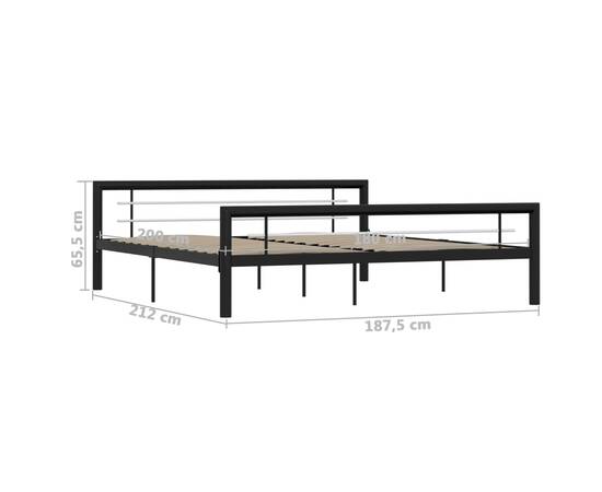 Cadru de pat, negru și alb, 180 x 200 cm, metal, 6 image