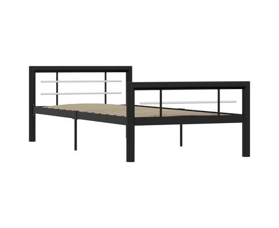 Cadru de pat, negru și alb, 90 x 200 cm, metal, 2 image