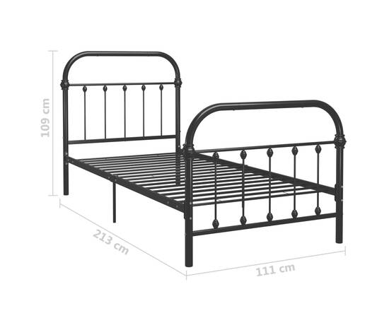 Cadru de pat, negru, 100 x 200 cm, metal, 6 image