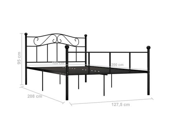 Cadru de pat, negru, 120 x 200 cm, metal, 6 image