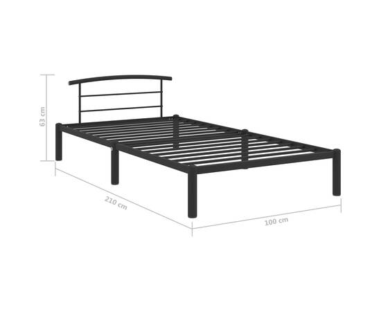 Cadru de pat, negru, 90 x 200 cm, metal, 7 image