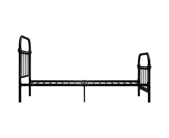 Cadru de pat, negru, 90 x 200 cm, metal, 4 image