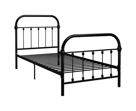 Cadru de pat, negru, 90 x 200 cm, metal, 2 image