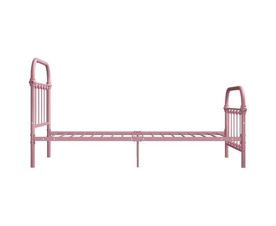 Cadru de pat, roz, 100 x 200 cm, metal, 3 image