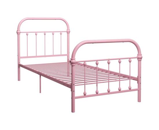 Cadru de pat, roz, 100 x 200 cm, metal, 2 image