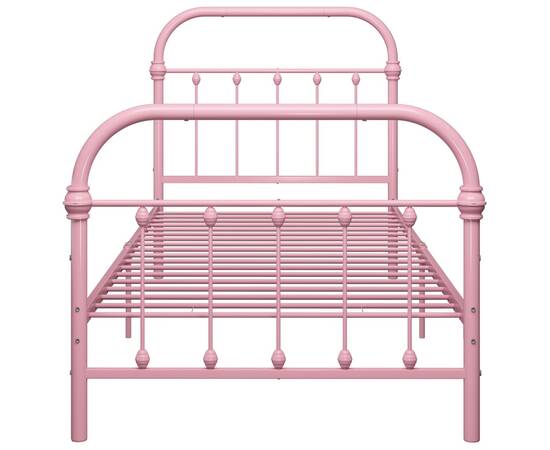 Cadru de pat, roz, 100 x 200 cm, metal, 4 image