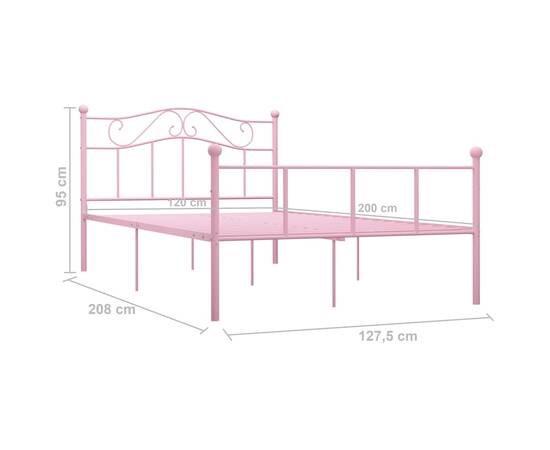 Cadru de pat, roz, 120 x 200 cm, metal, 6 image