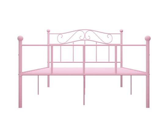 Cadru de pat, roz, 140 x 200 cm, metal, 3 image