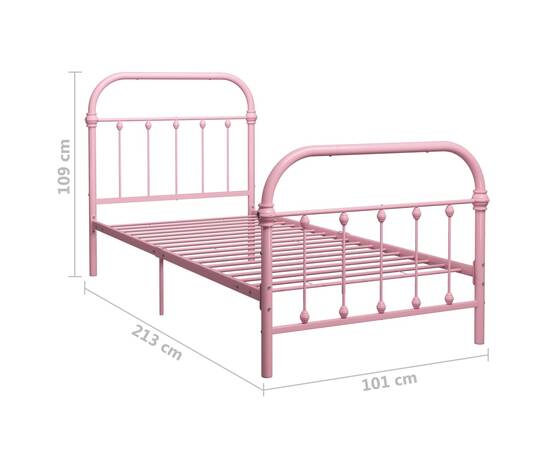 Cadru de pat, roz, 90 x 200 cm, metal, 6 image