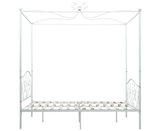 Cadru de pat cu baldachin, alb, 120 x 200 cm, metal, 4 image