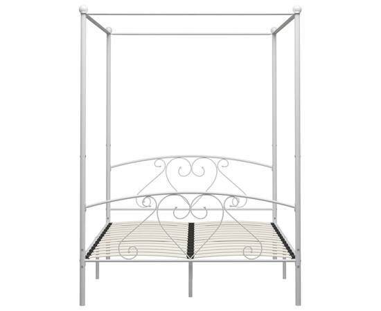 Cadru de pat cu baldachin, alb, 160 x 200 cm, metal, 3 image