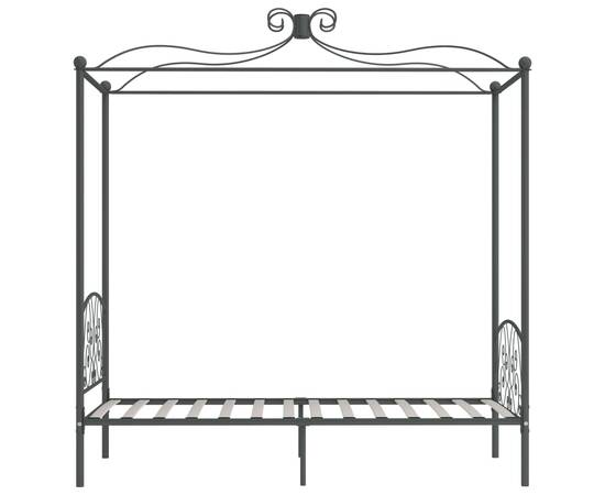 Cadru de pat cu baldachin, gri, 100 x 200 cm, metal, 4 image