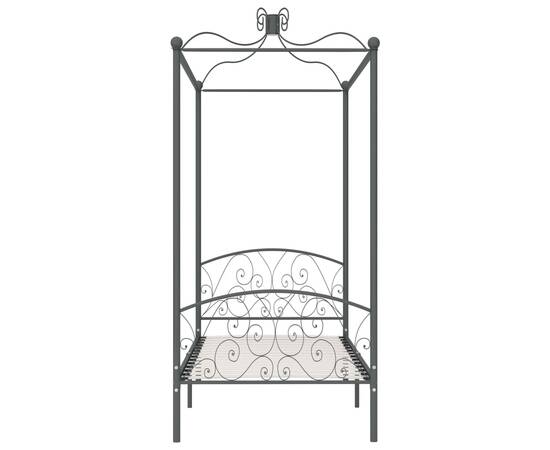Cadru de pat cu baldachin, gri, 100 x 200 cm, metal, 3 image