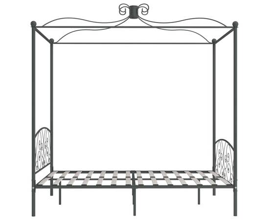 Cadru de pat cu baldachin, gri, 180 x 200 cm, metal, 4 image