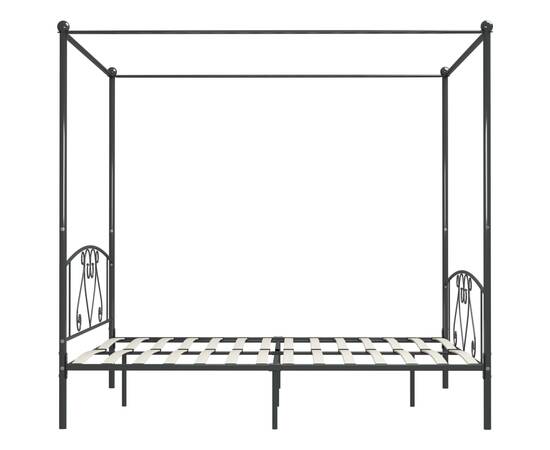 Cadru de pat cu baldachin, gri, 180 x 200 cm, metal, 4 image