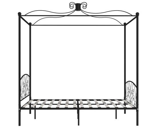Cadru de pat cu baldachin, negru, 180 x 200 cm, metal, 4 image